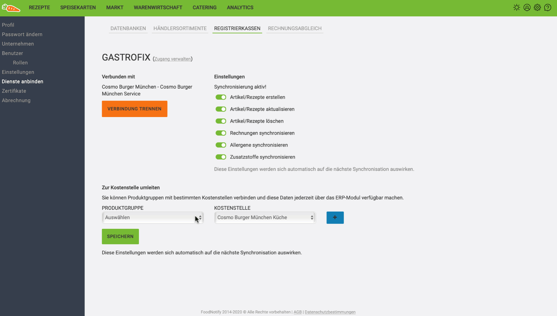 Kostenstellen Kasse